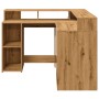 Engineered wood artisan desk with LED light, 130x130x91 cm by , Desks - Ref: Foro24-3309455, Price: 203,81 €, Discount: %