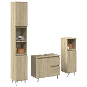 Set de muebles de baño 3 pzas madera contrachapada roble Sonoma by , Bathroom furniture - Ref: Foro24-3307677, Price: 183,33 ...