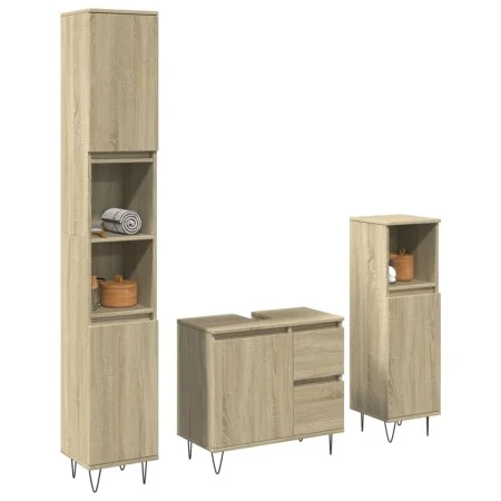 3-teiliges Badezimmermöbelset aus Eichen-Sonoma-Sperrholz. von , Badezimmermöbel - Ref: Foro24-3307677, Preis: 186,44 €, Raba...