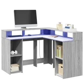 Escritorio con LED madera ingeniería gris sonoma 130x130x91cm by , Desks - Ref: Foro24-3309452, Price: 211,45 €, Discount: %
