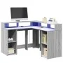 Escritorio con LED madera ingeniería gris sonoma 130x130x91cm von , Schreibtische - Ref: Foro24-3309452, Preis: 211,44 €, Rab...