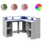 Escritorio con LED madera ingeniería gris sonoma 130x130x91cm von , Schreibtische - Ref: Foro24-3309452, Preis: 211,44 €, Rab...