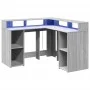 Escritorio con LED madera ingeniería gris sonoma 130x130x91cm von , Schreibtische - Ref: Foro24-3309452, Preis: 211,44 €, Rab...