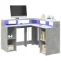 Escritorio con LED madera ingeniería gris hormigón 130x130x91cm von , Schreibtische - Ref: Foro24-3309450, Preis: 210,82 €, R...