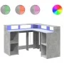 Escritorio con LED madera ingeniería gris hormigón 130x130x91cm von , Schreibtische - Ref: Foro24-3309450, Preis: 210,82 €, R...