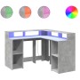 Escritorio con LED madera ingeniería gris hormigón 130x130x91cm von , Schreibtische - Ref: Foro24-3309450, Preis: 214,33 €, R...