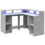 Escritorio con LED madera ingeniería gris hormigón 130x130x91cm von , Schreibtische - Ref: Foro24-3309450, Preis: 210,82 €, R...
