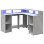 Escritorio con LED madera ingeniería gris hormigón 130x130x91cm von , Schreibtische - Ref: Foro24-3309450, Preis: 214,33 €, R...