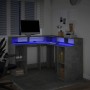 Escritorio con LED madera ingeniería gris hormigón 130x130x91cm von , Schreibtische - Ref: Foro24-3309450, Preis: 214,33 €, R...