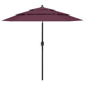 3-stöckiger Regenschirm mit burgunderroter Aluminiumstange 2,5 m von vidaXL, Sonnenschirme - Ref: Foro24-313864, Preis: 72,96...