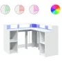 Schreibtisch mit LED-Beleuchtung, aus weißem Ingenieurholz, 130x130x91 cm. von , Schreibtische - Ref: Foro24-3309447, Preis: ...
