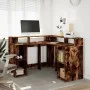 Schreibtisch mit LED-Beleuchtung, Eichenholz in Raucheiche-Optik, 130x130x91cm. von , Schreibtische - Ref: Foro24-3309451, Pr...