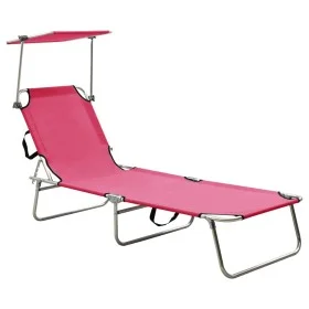Folding lounge chair with pink aluminum canopy by , Loungers - Ref: Foro24-310363, Price: 67,01 €, Discount: %
