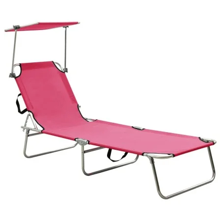 Folding lounge chair with pink aluminum canopy by , Loungers - Ref: Foro24-310363, Price: 67,01 €, Discount: %