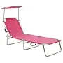 Folding lounge chair with pink aluminum canopy by , Loungers - Ref: Foro24-310363, Price: 67,01 €, Discount: %