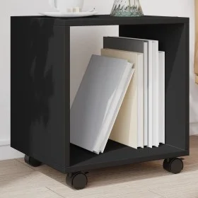 Rollschrank aus schwarzem Ingenieurholz mit Rädern, 37x33x42,5 cm. von , Seitentische - Ref: Foro24-853129, Preis: 31,62 €, R...