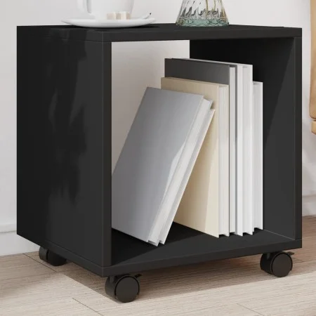 Rollschrank aus schwarzem Ingenieurholz mit Rädern, 37x33x42,5 cm. von , Seitentische - Ref: Foro24-853129, Preis: 31,58 €, R...