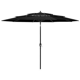 3-stufiger Sonnenschirm mit schwarzer Aluminiumstange 3 m von vidaXL, Sonnenschirme - Ref: Foro24-313874, Preis: 66,62 €, Rab...