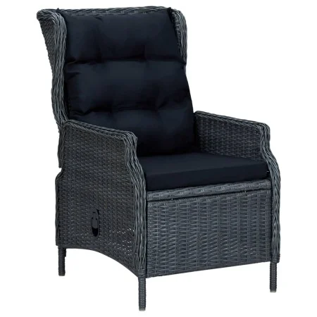 Sillón reclinable de jardín cojines ratán sintético gris oscuro de vidaXL, Sillas de jardín - Ref: Foro24-313300, Precio: 247...