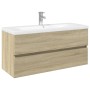 Set de muebles de baño 2 pzas cerámica y madera de ingeniería by , Bathroom furniture - Ref: Foro24-3307665, Price: 334,92 €,...
