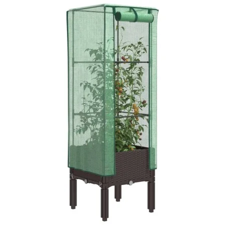 Arriate con cubierta invernadero aspecto ratán 40x40x140 cm by , Pots and planters - Ref: Foro24-4015804, Price: 41,47 €, Dis...