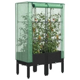 Arriate con cubierta invernadero aspecto ratán 80x40x140 cm by , Pots and planters - Ref: Foro24-4015819, Price: 79,19 €, Dis...