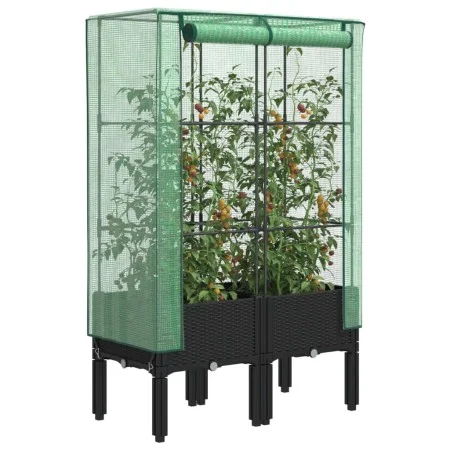 Arriate con cubierta invernadero aspecto ratán 80x40x140 cm by , Pots and planters - Ref: Foro24-4015819, Price: 79,19 €, Dis...