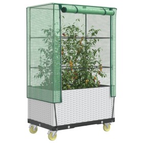 Hochbeet mit Gewächshausabdeckung im Rattan-Look 80x50x182 cm von , Töpfe und Pflanzgefäße - Ref: Foro24-4015850, Preis: 128,...