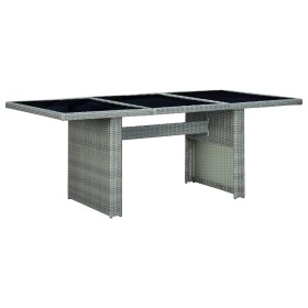 Garden table in synthetic rattan and light gray tempered glass by vidaXL, Garden tables - Ref: Foro24-313311, Price: 239,35 €...
