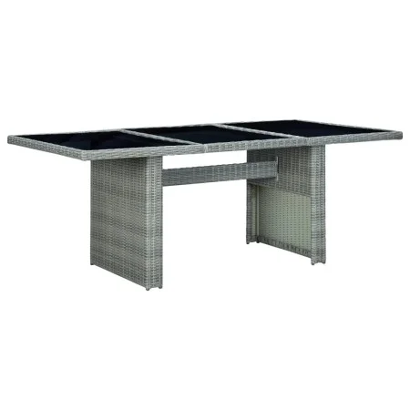 Garden table in synthetic rattan and light gray tempered glass by vidaXL, Garden tables - Ref: Foro24-313311, Price: 194,70 €...