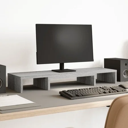 Soporte elevador pantalla ajustable gris Sonoma 80x24x10,5 cm by , Computer bases and risers - Ref: Foro24-854639, Price: 24,...