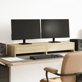 Soporte monitor y cajones madera roble Sonoma 100x27x15 cm by , Computer bases and risers - Ref: Foro24-854672, Price: 52,72 ...