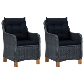 Gartenstühle mit Kissen 2 Stück dunkelgraues synthetisches Rattan von vidaXL, Gartenstühle - Ref: Foro24-313316, Preis: 274,6...