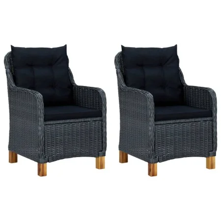 Gartenstühle mit Kissen 2 Stück dunkelgraues synthetisches Rattan von vidaXL, Gartenstühle - Ref: Foro24-313316, Preis: 276,6...