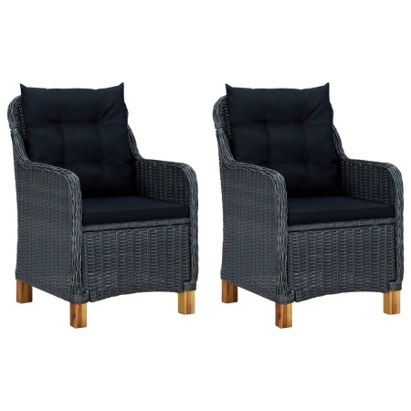 Gartenstühle mit Kissen 2 Stück dunkelgraues synthetisches Rattan von vidaXL, Gartenstühle - Ref: Foro24-313316, Preis: 274,6...