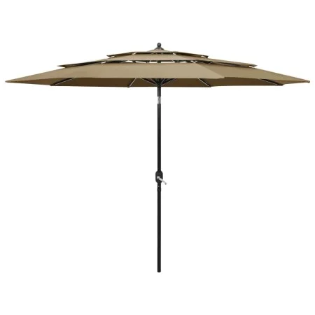 Sombrilla de 3 niveles con poste de aluminio gris taupé 3 m de vidaXL, Sombrillas - Ref: Foro24-313871, Precio: 99,06 €, Desc...