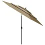 Sombrilla de 3 niveles con poste de aluminio gris taupé 3 m de vidaXL, Sombrillas - Ref: Foro24-313871, Precio: 99,06 €, Desc...