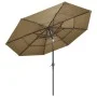 Sombrilla de 3 niveles con poste de aluminio gris taupé 3 m de vidaXL, Sombrillas - Ref: Foro24-313871, Precio: 99,06 €, Desc...