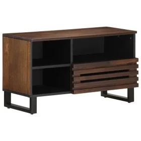 Solid mango wood TV stand in brown, 80x34x46 cm by , CD and DVD storage - Ref: Foro24-377521, Price: 73,23 €, Discount: %