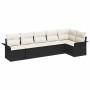 Conjunto de sofá de jardín con cojín 6 pcs Negro Poliratán