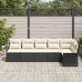 Conjunto de sofá de jardín con cojín 6 pcs Negro Poliratán