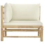Sofá de esquina para jardín bambú con cojines blanco crema by vidaXL, Modular outdoor sofas - Ref: Foro24-313145, Price: 147,...