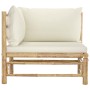 Sofá de esquina para jardín bambú con cojines blanco crema by vidaXL, Modular outdoor sofas - Ref: Foro24-313145, Price: 149,...