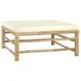 Reposapiés de jardín bambú con cojín blanco crema by vidaXL, Modular outdoor sofas - Ref: Foro24-313147, Price: 92,04 €, Disc...