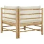 Sofá de esquina para jardín bambú con cojines blanco crema by vidaXL, Modular outdoor sofas - Ref: Foro24-313145, Price: 147,...