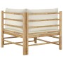 Sofá de esquina para jardín bambú con cojines blanco crema by vidaXL, Modular outdoor sofas - Ref: Foro24-313145, Price: 149,...