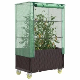 Hochbeet mit Gewächshausabdeckung im Rattan-Look, 80x50x182 cm. von , Töpfe und Pflanzgefäße - Ref: Foro24-4015808, Preis: 14...