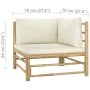 Sofá de esquina para jardín bambú con cojines blanco crema by vidaXL, Modular outdoor sofas - Ref: Foro24-313145, Price: 147,...