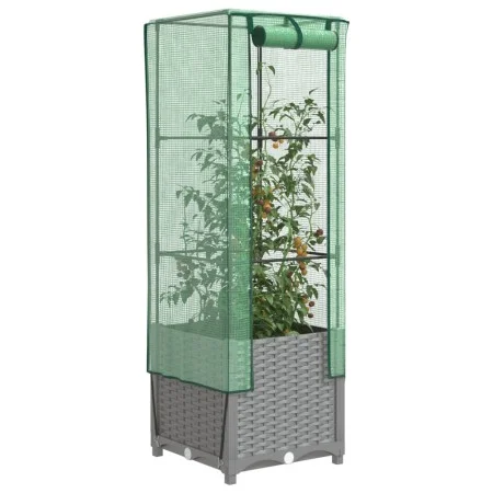 Hochbeet mit Gewächshausabdeckung im Rattan-Look 40x40x139 cm von , Töpfe und Pflanzgefäße - Ref: Foro24-4015855, Preis: 54,3...