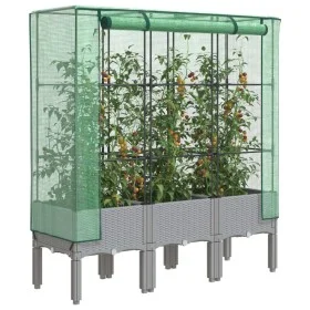 Raised bed with greenhouse cover in rattan appearance 120x40x140 cm by , Pots and planters - Ref: Foro24-4015862, Price: 109,...